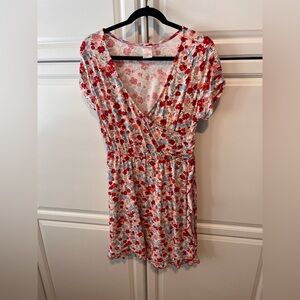 No Boundaries Red and White Floral Mini Dress